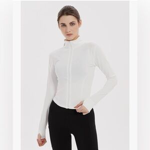 WOMENS ATHLETIC FULL ZIP LIGHTWEIGHT WORKOUT JACKET WITH THUMB HOLES